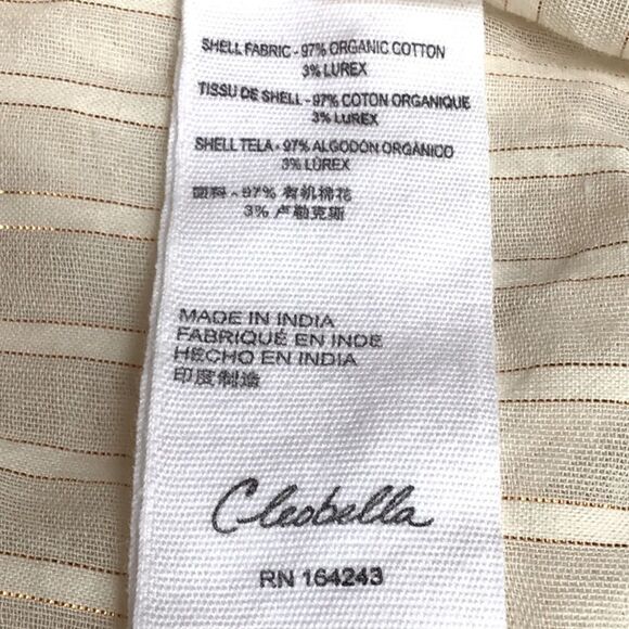 Cleobella Cream ARI Metallic Sparkle Stripe Ruffled Long Sleeve Peasant Blouse - Picture 16 of 16